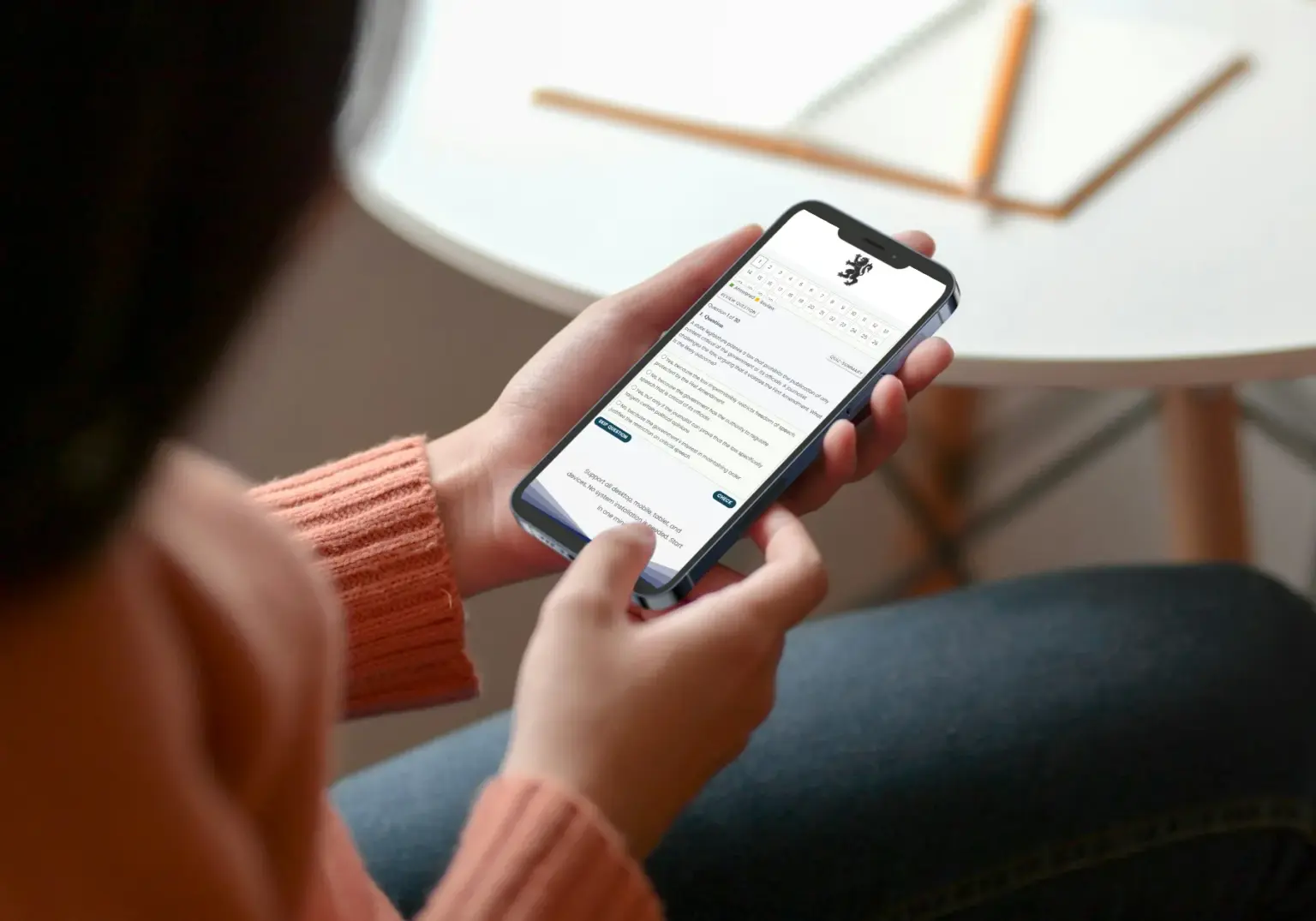 Candidate using Allied Health Exam on mobile
